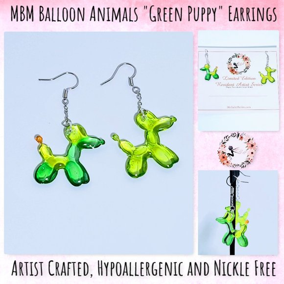 The MBM Boutique Other - 🆕 MBM Balloon Animals Green Dog Dangle Earrings